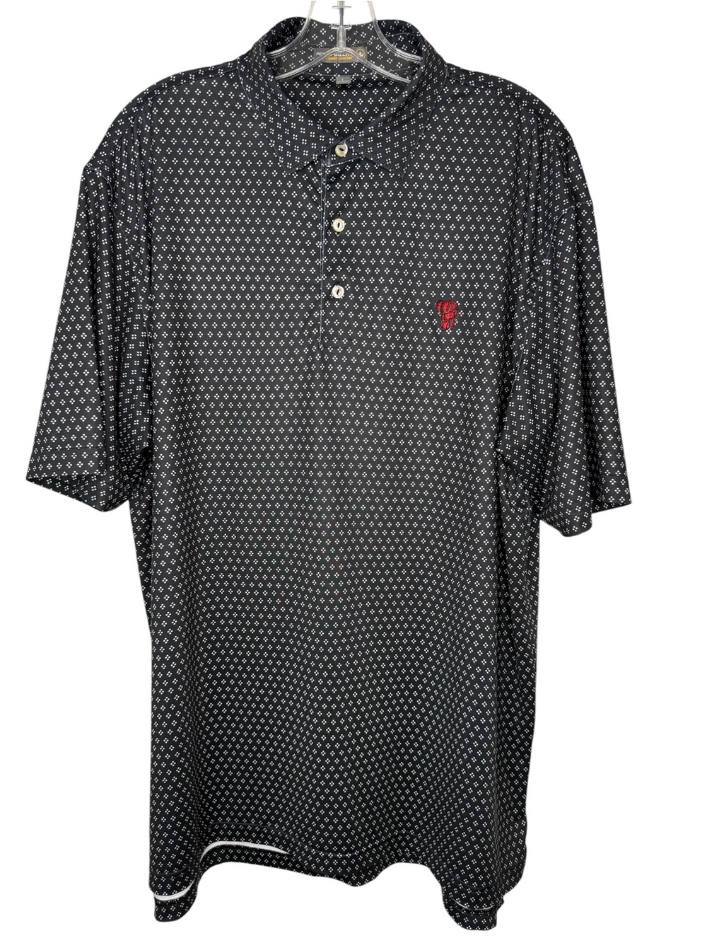 Peter Millar U of Alabama Performance Polo Black White Shirt Elephant logo Large
